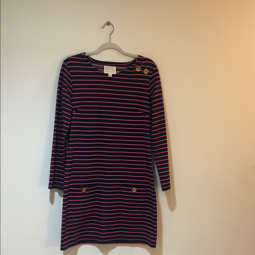 Sail to Sable Navy and Pink Striped Mini Dress